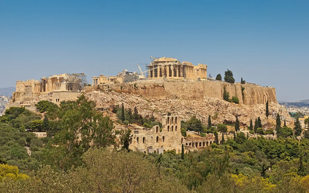 View from Philopappos Hill in Athens (Attica, Greece) — Acropolis of Athens