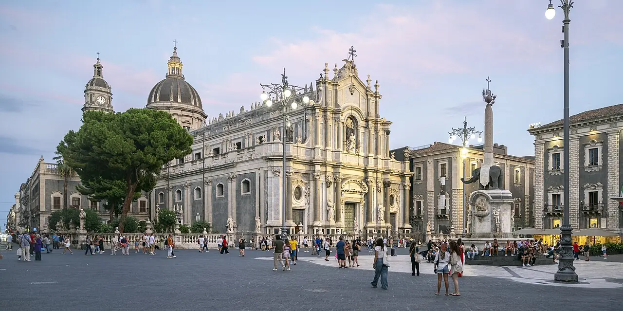Piazza del Duomo in Catania, Sicily.