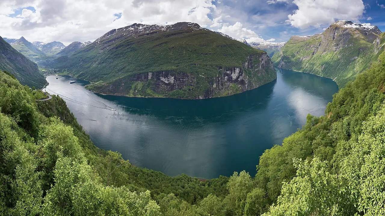 A view to Geirangerfjord from Ørnesvingen, Stranda, Møre og Romsdal, Norway in 2013 June.