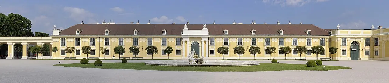 Panorama of the west wing of the entrance court, Schonbrunn Palace, Vienna.
