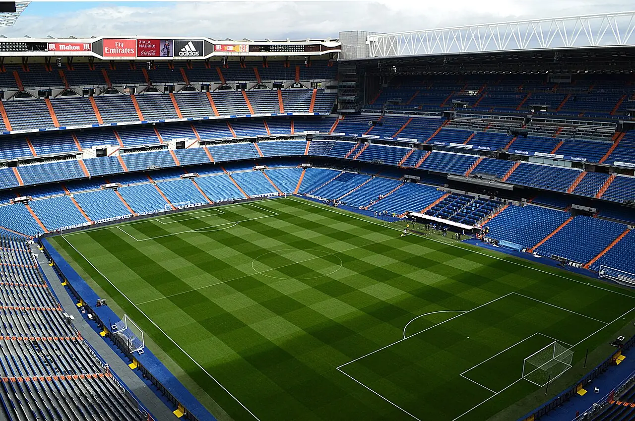 Interior of Santiago Bernabéu Stadium.
