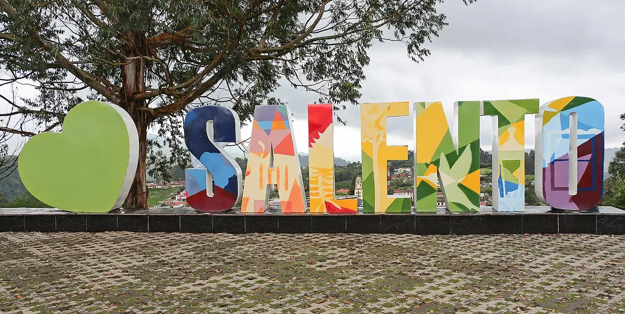 Salento sign on the Mirador Alto de la Cruz, Colombia