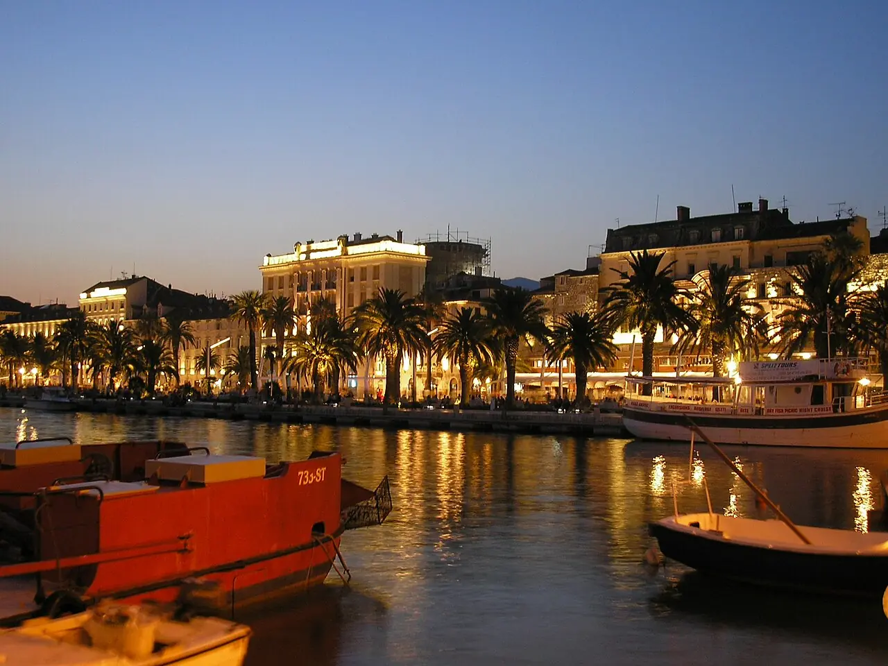 Riva under night, Split, Croatia