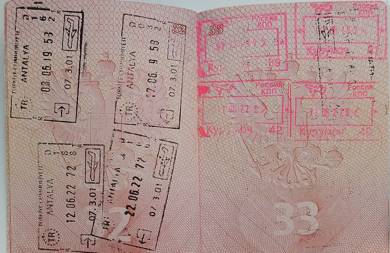 Russian passport with stamps