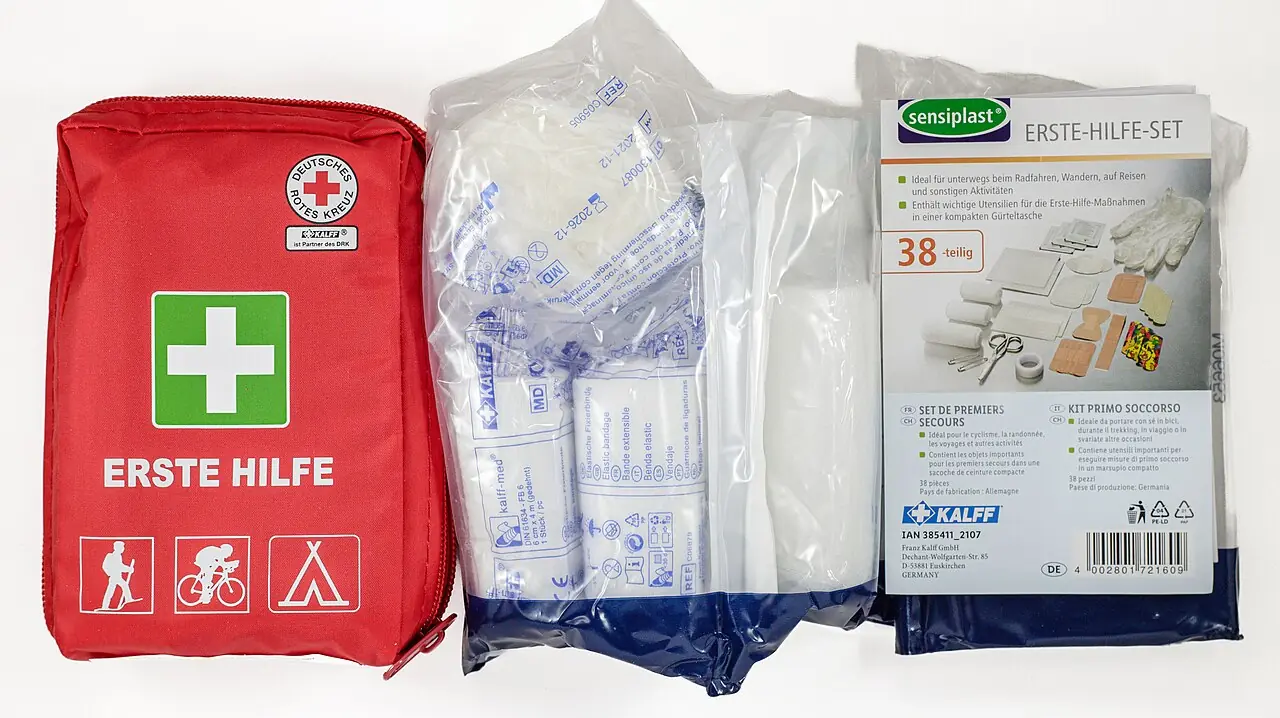 First aid kit for leisure , travel and hobby Object : First aid kit Title First aid kit